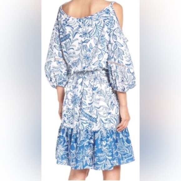Eliza J Blue and White Floral Petite Dress - Picture 6 of 9